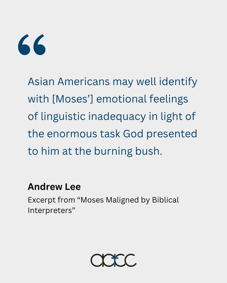 aachristcollab's tweet photo. “Asian Americans may well identify with [Moses’] emotional feelings of linguistic inadequacy in light of the enormous task God presented to him at the burning bush.”

Click the link in our bio for the article “Moses Maligned by Biblical Interpreters” by Andrew Lee. https://t.co/OlUkKXik4r