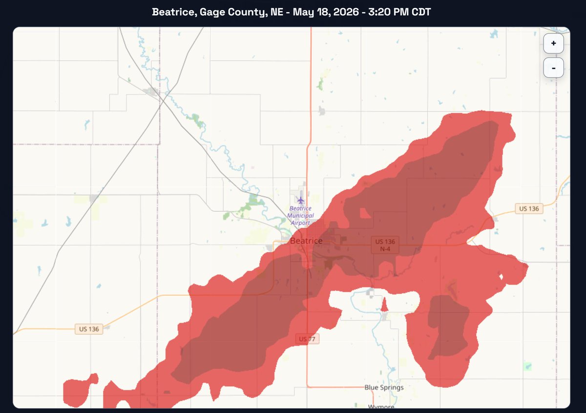 PDRintel's tweet photo. Monday May 18th 2026 - 90 hail storms in 9 states (IL, IN, KS, NE, WV, VA, IA, OK, MO) - https://t.co/FcGvXXeX7Z + Hail map ~ Checkout https://t.co/VHx2Vty1Gq https://t.co/ubTgtzsRSJ