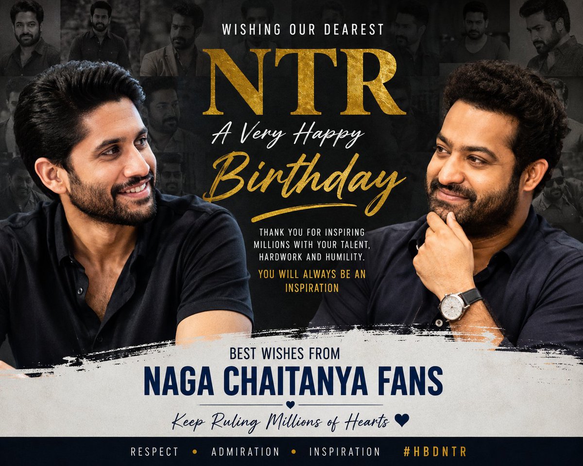 vijaychay's tweet photo. “Wishing the Man of Masses, @tarak9999 Anna 💐, a blockbuster birthday filled with happiness and success. Love from @chay_akkineni ❤️ fans!”
.
#jrntr #manofmassesntr #tarak
#ntrfans #happybirthdayntr https://t.co/d57tR6ZtdK