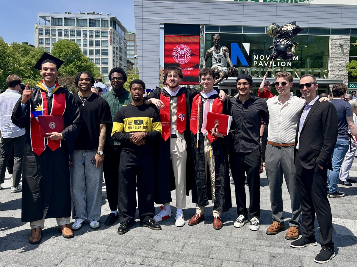 ClarkUHoops's tweet photo. Congratulations to our 2026 graduating class - Reid, Aedan, Emmett and Kadin! And a big congratulations to Kyle Jackson ‘25 for getting his MBA yesterday as well!!

It was great to have our graduates surrounded by teammates and alumni who came out to support them! #40YearsNot4 https://t.co/lRA7blyLHN