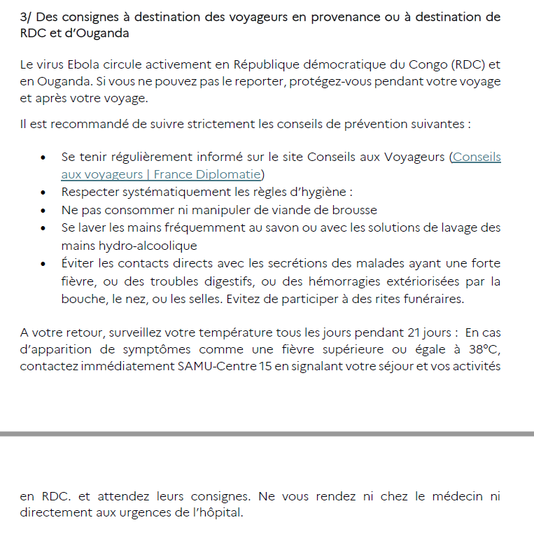 nicolasberrod's tweet photo. Le gouvernement ne proscrit pas clairement les voyages en RDC et en Ouganda mais "si vous ne pouvez pas le reporter, protégez-vous pendant et après votre voyage" : hygiène, lavage des mains, éviter les contacts directs avec les malades, prise de température, etc. #Ebola

1/2