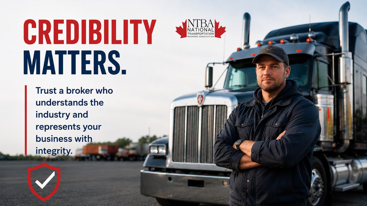 NTBACANADA's tweet photo. When your broker is connected to NTBA, you gain the confidence of working with a transportation professional committed to integrity, industry standards, and reliable solutions.

Find a trusted Canadian freight broker
👉 https://t.co/Am9EjGQXH5 https://t.co/QUoRbFBkwR