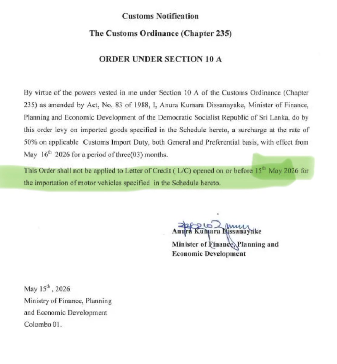 jinath's tweet photo. Two #NPP-backed businessmen have opened LCs for 4000 vehicles (3500 and 500) one day before (15th May) the new 50% tax came into effect.
How did this indie information got to these businessmen?

#lka #npp #jvp https://t.co/nVMriJu5kw