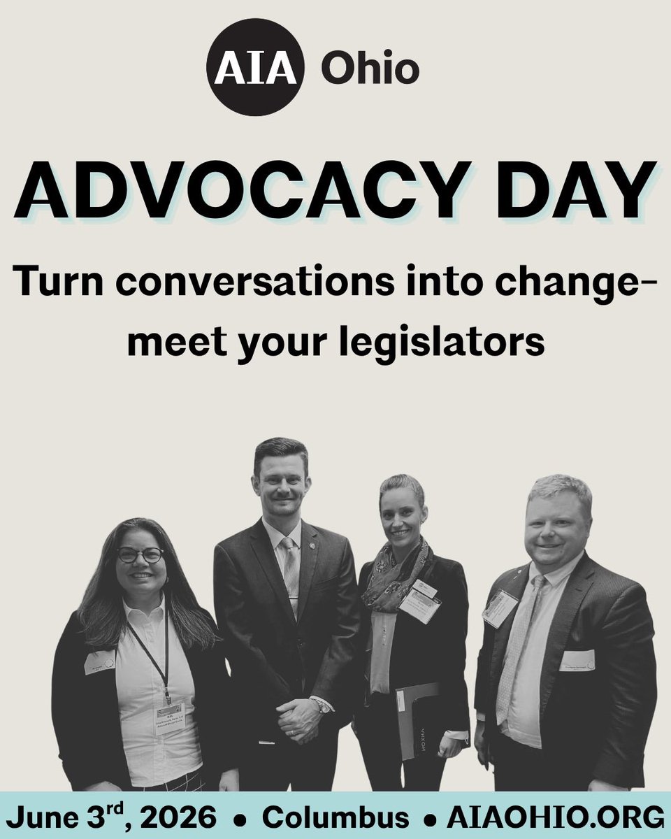 AIAOhio's tweet photo. Change starts with a conversation. Meet your legislators and help move the profession forward at Advocacy Day.

📍 Columbus 📅 June 3, 2026 🔗 https://t.co/S0fOdnJ5Yo

#AIAOhio #AdvocacyInAction #DesignImpact https://t.co/GXuQmHGEJa