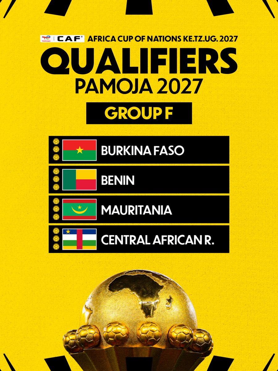 diagraff's tweet photo. 🚨⚽ OFFICIEL !
La Confederation of African Football a dévoilé les groupes des éliminatoires de la CAN PAMOJA 2027 ! 🌍🔥

📅 La CAN PAMOJA 2027 se déroulera du 19 juin au 17 juillet 2027. https://t.co/cRByklx7vQ