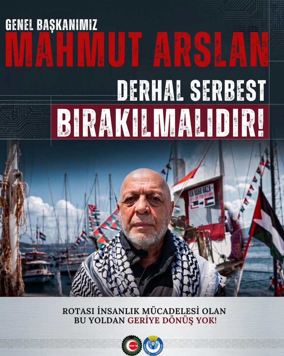 EzerSefer's tweet photo. Katil İsrail tarafından hukuksuz bir şekilde gözaltına alınan Genel Başkanımız Mahmut Arslan derhal serbest bırakılmalıdır!
Mazlum Filistin halkına umut taşımak suç değildir.

Mahmut Arslan yalnız değildir!

#MahmutArslanSerbestBırakılsın
#FreeMahmutArslan
#FreePalestine https://t.co/qoulCBQkoW