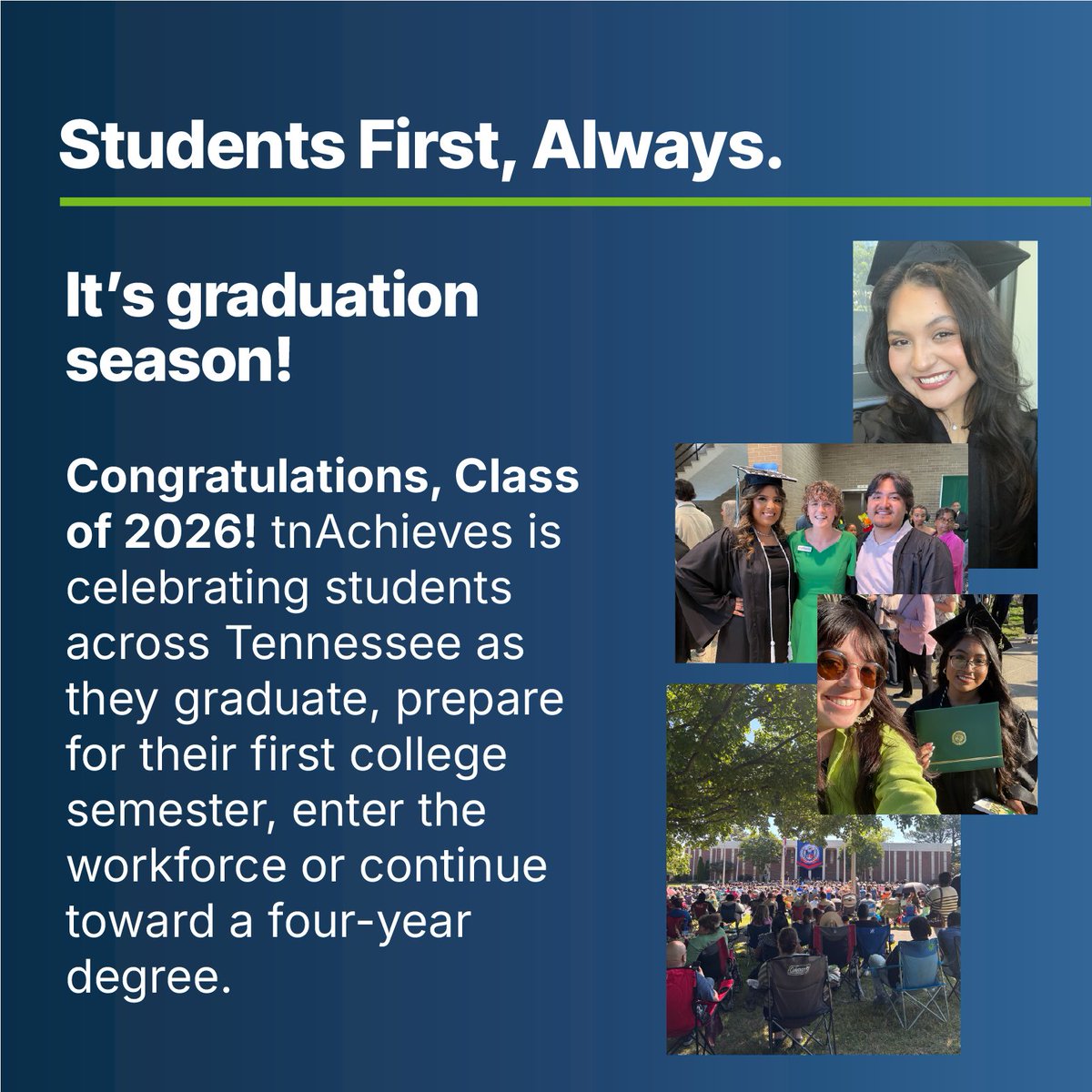 tnAchieves's tweet photo. The May edition of the tnAchieves Newsletter is now live!

This month, we celebrated the Class of 2026 as they graduate, gathered valuable feedback from more than 30 high schools and opened registration for Job Shadow Days — helping students connect education to meaningful career opportunities!

🔗Read the full newsletter here: https://t.co/eLRTixC6Ho.