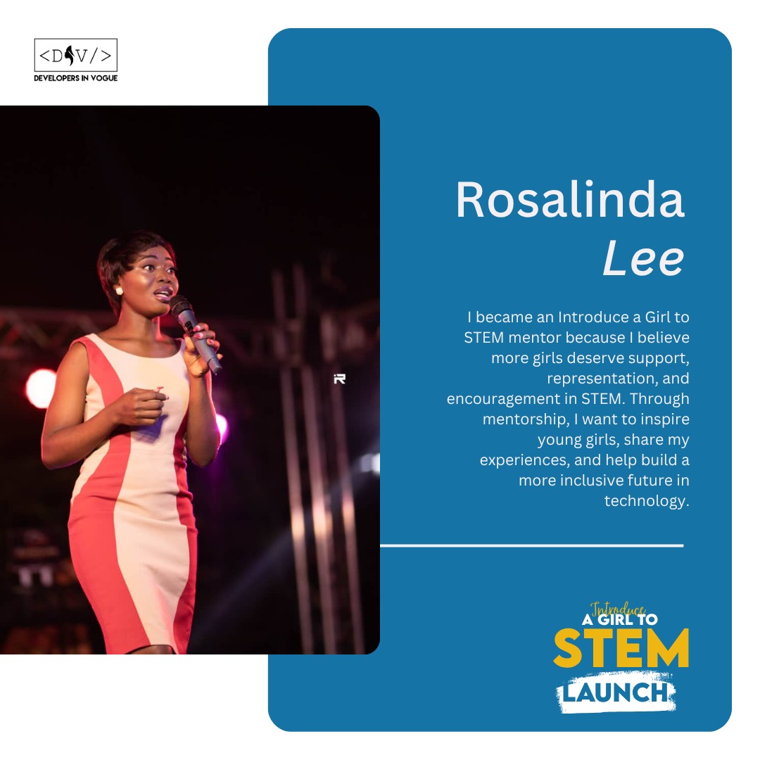 DevInVogue1's tweet photo. Meet @Im_Lee1 , A mentor for the Introduce A Girl To STEM campaign.
She is building a more inclusive future in tech and inspiring the next generation of girls in STEM.
#LetASisterKnow https://t.co/nKiNhwwqwx