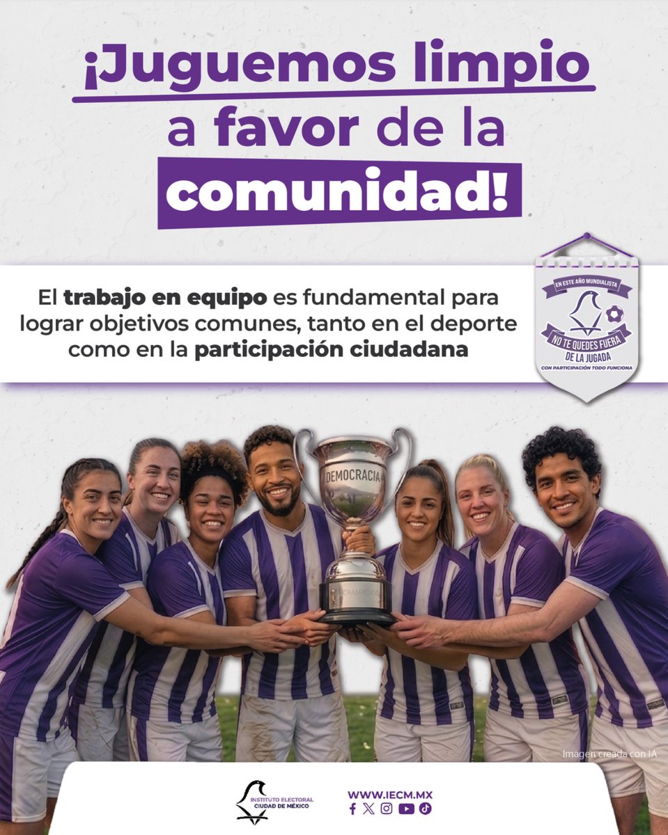 Distrito04IECM's tweet photo. El trabajo en equipo permite alcanzar metas comunes.​
Participar en comunidad fortalece nuestro entorno. ¡Dejemos todo en la cancha de la democracia! https://t.co/S77PV0Fn4q