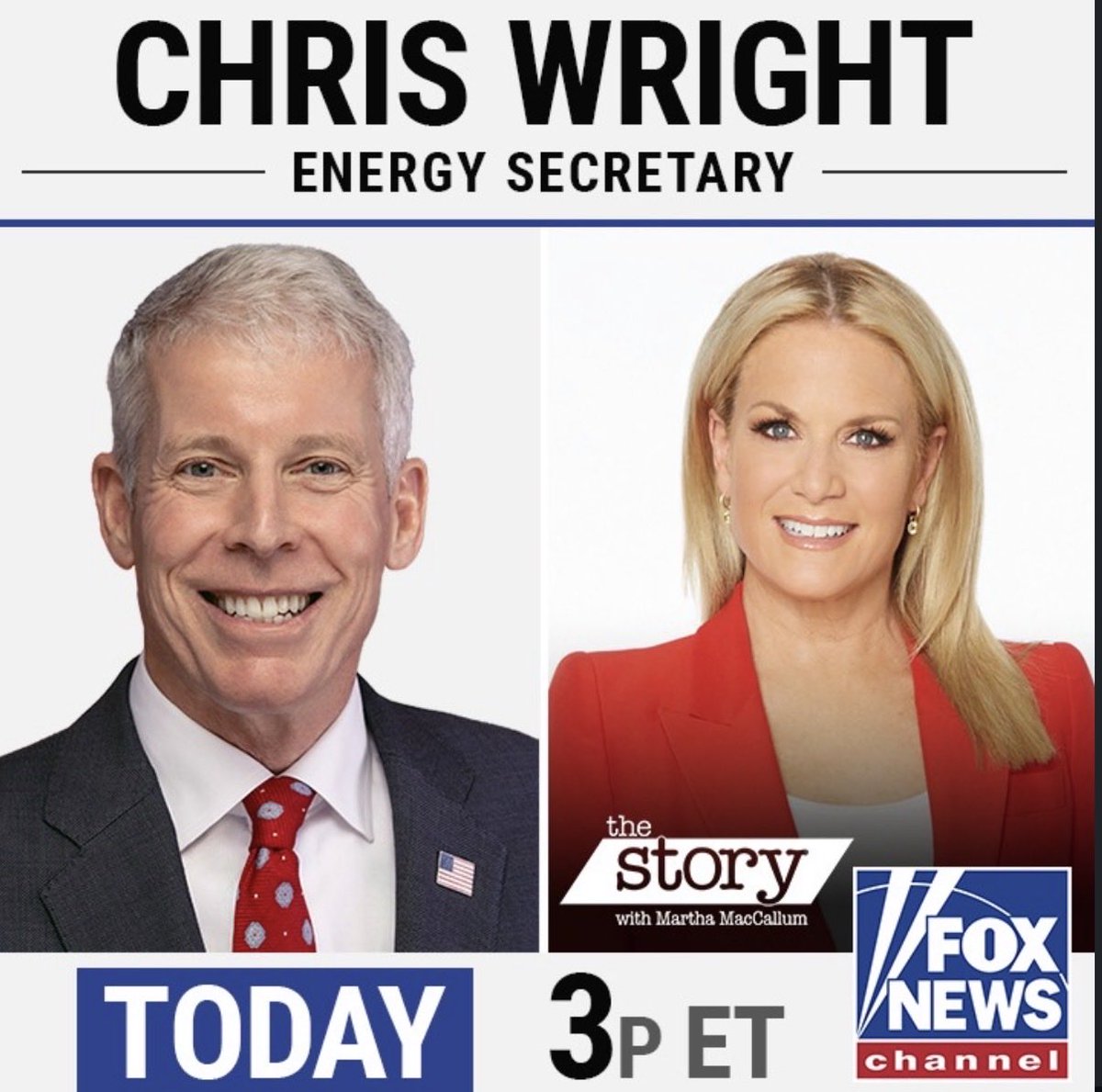 marthamaccallum's tweet photo. TODAY AT 3pm ET: Energy @SecretaryWright on gas prices, global oil supply and Iran's pursuit of weapons grade uranium https://t.co/4DcH1jtY9L