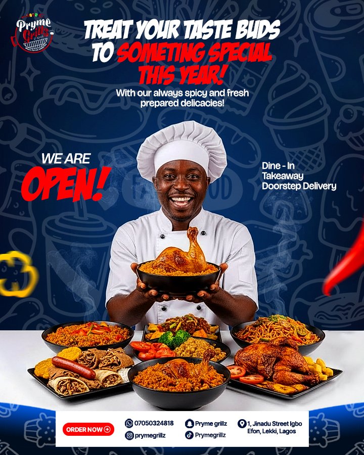 fpkreations's tweet photo. January came in HOT 🔥
A quick throwback to some social media designs created for Pryme Grillz earlier this year.
Still grateful for every brand trusting my creativity in 2026. More fire designs on the way 🚀🎨
#ThrowbackDesigns #GraphicDesigner #SocialMediaDesign #FoodFlyers https://t.co/RbYsUxOpkI