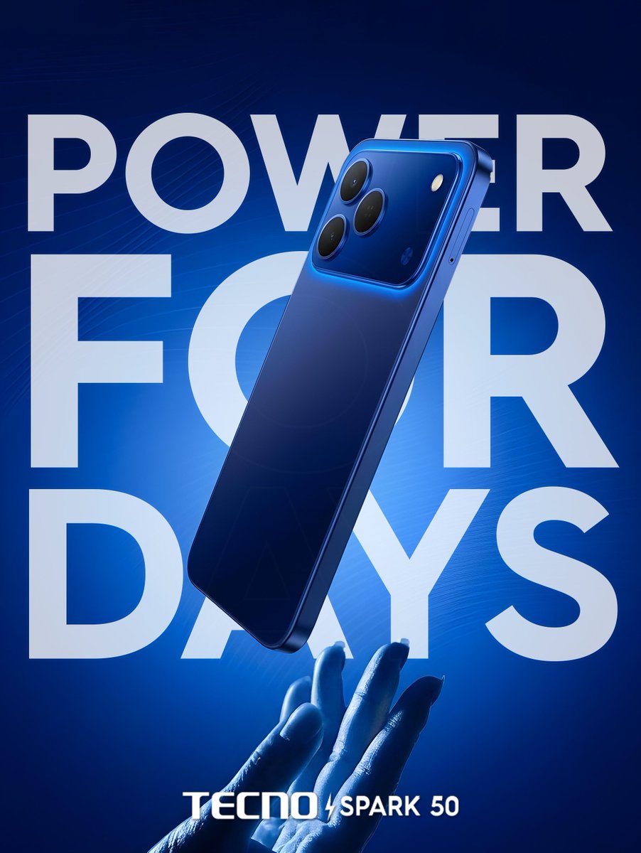 TECNOMobileNG's tweet photo. The phone that matches your grind and powers through your longest days without breaking a sweat.
#TECNOSPARK50
#PowerForDays https://t.co/zJDqqAYXY2