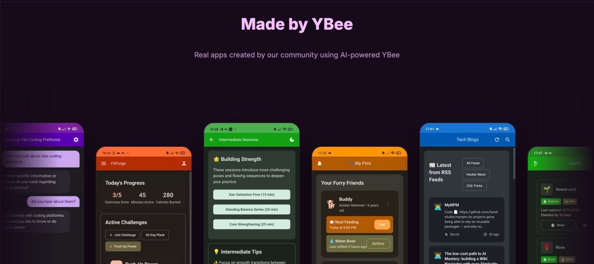 ybee_app's tweet photo. Your next app idea shouldn’t stay in your notes app.

Build it with AI from your phone in seconds.

YBee is free while we’re in early access. 🐝

500+ downloads already.
Get your spot → https://t.co/H03VDVQT5x https://t.co/bTrwJXVBbR
