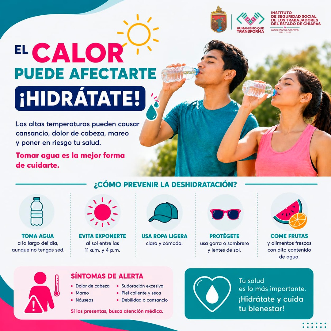 IsstechO's tweet photo. Las altas temperaturas pueden afectar tu salud. Mantente hidratado, evita exponerte al sol por tiempos prolongados y cuida tu bienestar. 

#HumanismoQueTransforma
#LaNuevaEra
#CuidandoLoQueMásTeImporta https://t.co/ZoXusQNHAl