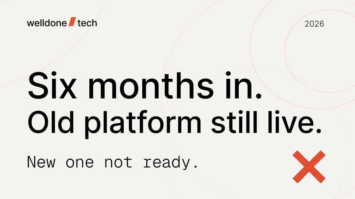 welldone_tech's tweet photo. Six months in. Old platform still live. New one not ready. Team maintaining both.

Most rebuilds end here. The platform wasn't the problem.

At Welldone, we migrate section by section - checkout, catalog, CMS. Zero downtime. Old platform keeps earning while the new one ships.

Clarity Sprint maps the full path in 5 days. Cost, timeline, risk - before you commit.

https://t.co/dDvp6AoqQH