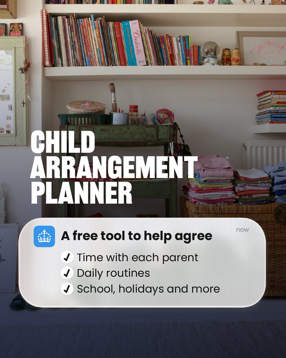 MoJGovUK's tweet photo. If you are separated, making arrangements for your child can feel difficult.

New free https://t.co/wulG5zsbI3 tools can help you agree practical details like the time children will spend with each parent. 

Start with the Child Arrangements Planner on https://t.co/wulG5zsbI3. ⬇️ https://t.co/PEDs1EGrDY