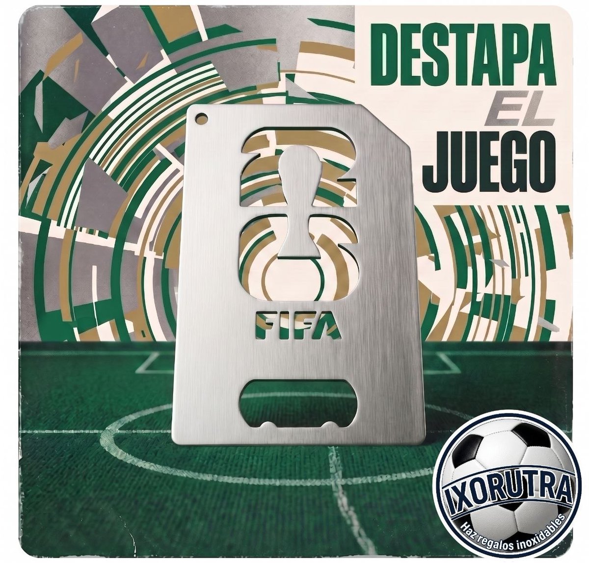 ixorutra1's tweet photo. ⚽️🏆 ¡Destapa la pasión del Mundial 2026! 🏆⚽️
Destapador de Acero Inoxidable con diseño exclusivo de la FIFA 2026. Resistente, elegante y el accesorio perfecto para cualquier verdadero aficionado del fútbol.

#FIFA2026 #FIFACDMX #FIFA #IXORUTRA #IXO #IXORUTRAINOXIDABLE https://t.co/BmgmbJcjMj