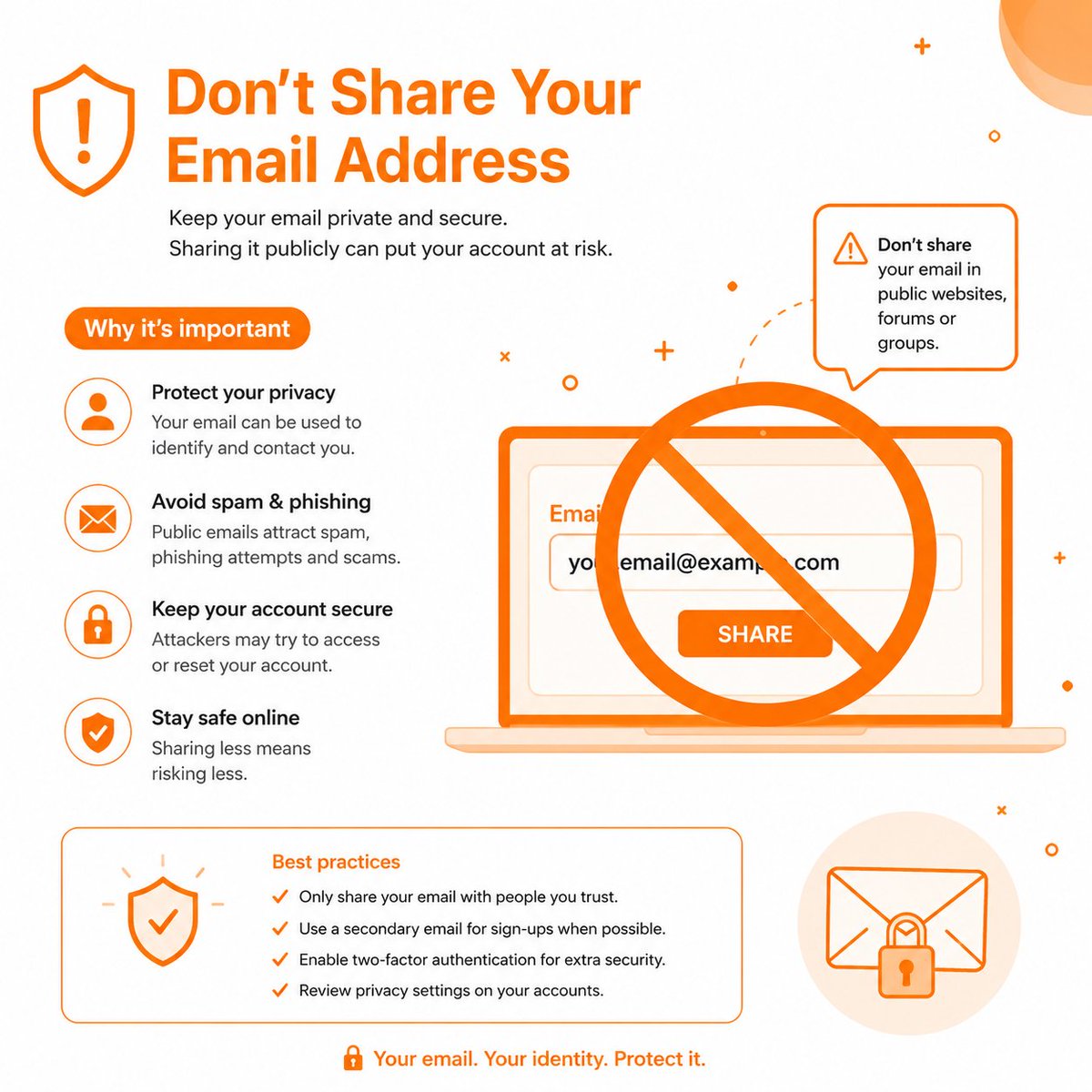 Mdridi1988's tweet photo. 🚨 To the #Sidra community
After the Trust/Vouch update, I see some people sharing their email publicly just to get vouches ⚠️
Do not share your email publicly ❌
Exchange vouches only with people you trust ✅
Your email = Your digital identity 🔒
#SidraChain #Web3 https://t.co/unvQUFzJlh