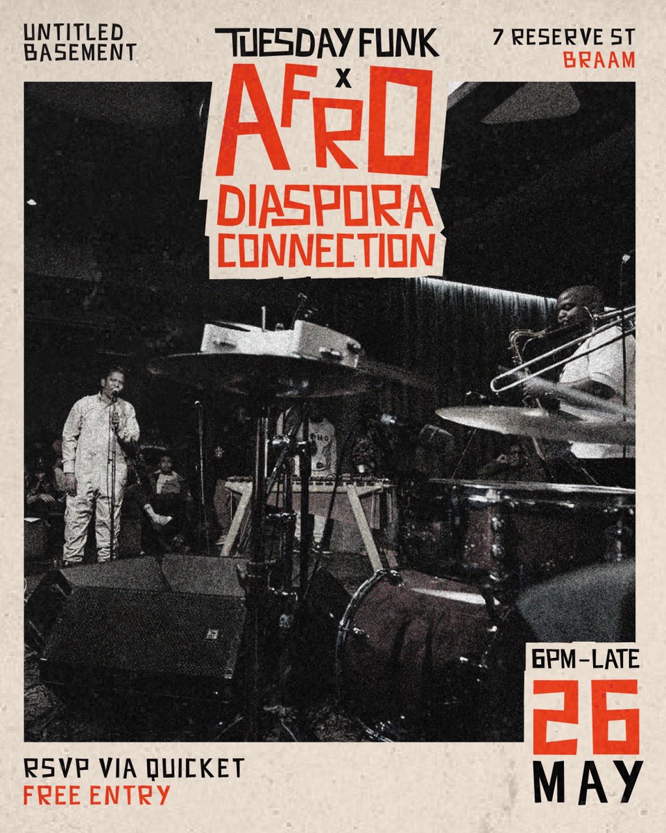 TuesdayFunkJHB's tweet photo. T.H.A.T Tuesday Funk x Afro Diaspora Connection 

26 May 2026
📍Untitled Basement 

Free Entry 

RSVP LINK - https://t.co/PEYV1Qrsx2 https://t.co/buNfOlEw2s