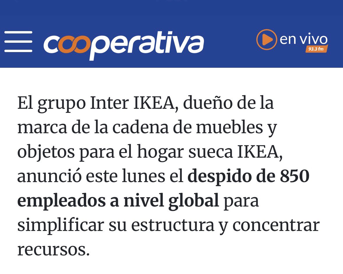 iSebaRC's tweet photo. @Trapananda6805 @Cooperativa Lee todo antes de hablar, la mayoría de los despidos son en Suecia. https://t.co/pDYrkEOPih
