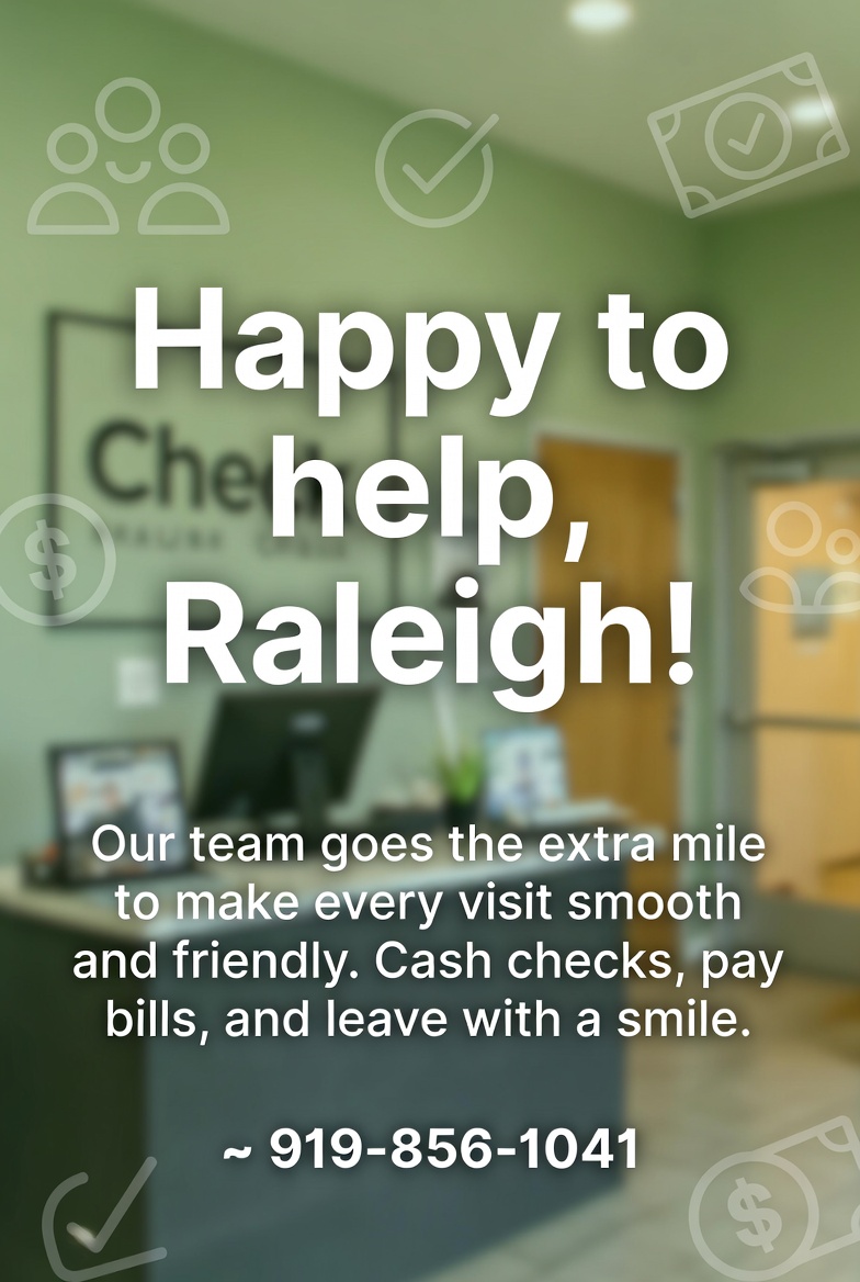 ASKCheckCashing's tweet photo. Hey Raleigh friends! 
Paying bills is a breeze at Raleigh Check Cashing! Our friendly staff is always here with a smile to make your life easier. Stop by or give us a call anytime!
 919-856-1041
We’ve got you covered! https://t.co/ugepAhG83f