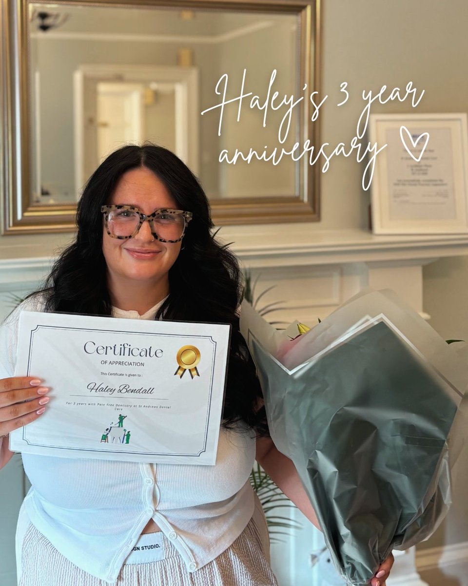PFDGroup's tweet photo. A huge congratulations to our smile advisor, Haley, on 3 years with us 🫶🏻 We hope you enjoy your restaurant voucher!

And congratulations to our trainee dental nurse, Shanna, on 1 year with the practice! Thank you for all that you do, you are an asset to our team 💛 https://t.co/ZAwxZA4ns3