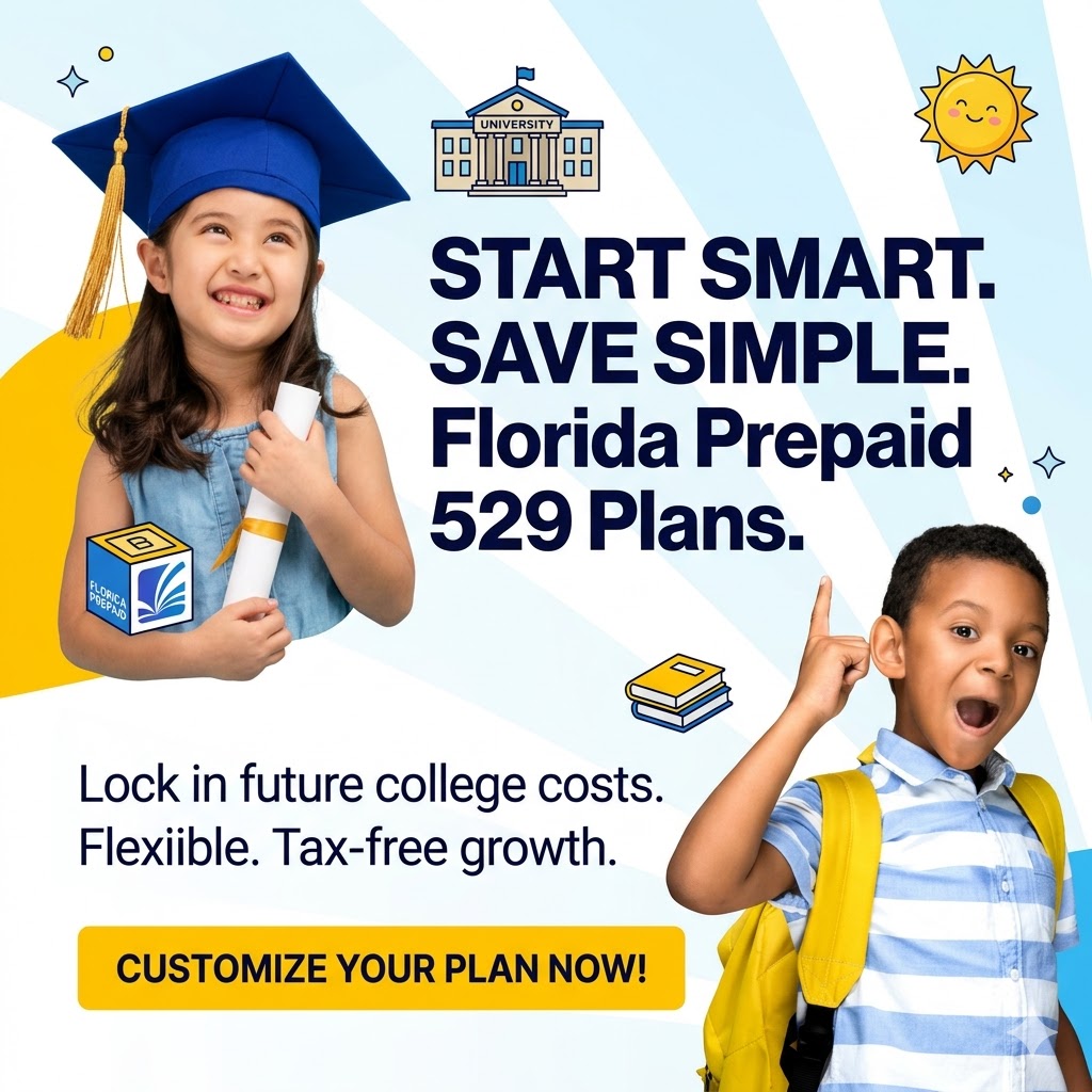 4CFlorida's tweet photo. Thinking about your child’s future? 🎓

Take the stress out of college savings with a Florida Prepaid 529 Plan! Lock in tomorrow’s tuition at today’s prices and give them a head start.

👉 Learn more and customize your plan at Florida Prepaid, https://t.co/Hdlv1OtbWt https://t.co/7nGeEoqod7