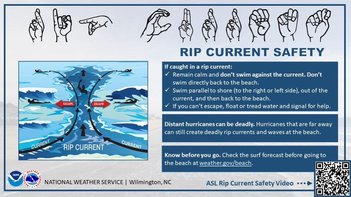 NWSHuntsville's tweet photo. ⛱  Traveling to the beach soon?
 🌊 Learn about Rip Currents BEFORE you go, it could save your life.   #RipCurrent safety video has English,  #ASL &amp; Open Captions! https://t.co/QEUccUO9FZ
 #SummerSafety #HUNwx https://t.co/ZSXHYpSVBt