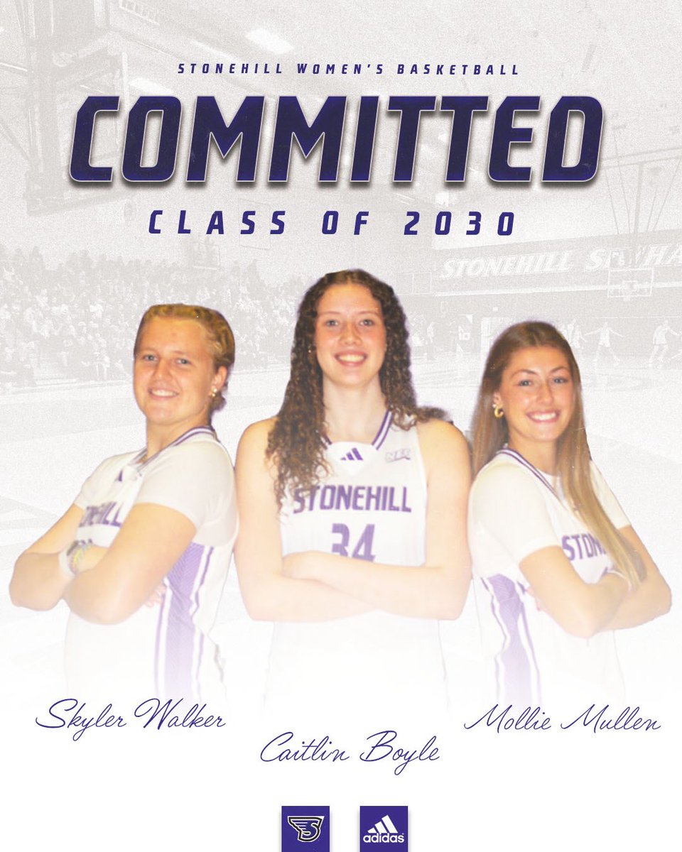 StonehillWBB's tweet photo. Introducing our incoming freshmen - Skyler, Caitlin, &amp; Mollie! Welcome to the Skyhawk family! 💜 https://t.co/K9CPHto8nE