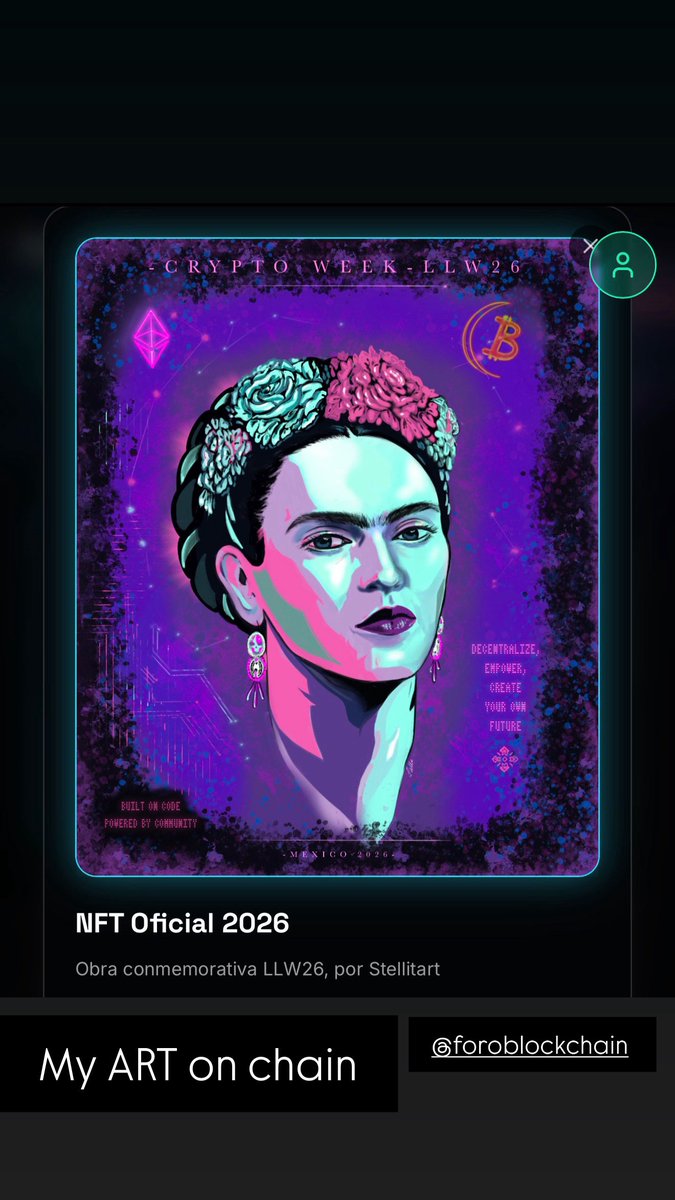 Stellitart's tweet photo. It’s finally here! 🥹🔥
You can now mint my exclusive NFT for this event in 🇲🇽

This Frida Kahlo freehand portrait is dedicated specially to the women in Web3. Her art turned vulnerability into strength and became a symbol of fearless self-expression.

Secret word: llw26-Stella2026

Here’s how to mint it 👇 (1/5)