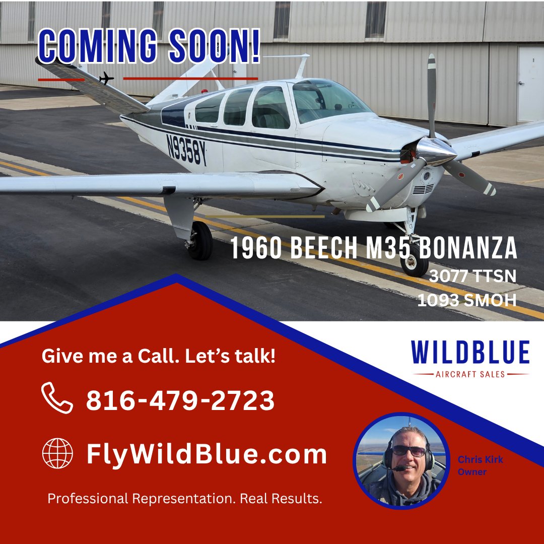 FlyWildBlue's tweet photo. The clean M35 every Bonanza aficionado will want! Low total time. NDH. Updated and ready to go. Call WildBlue. 816-479-2723. https://t.co/pwv6dqapNm