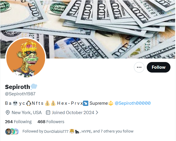 AlertApes's tweet photo. FAKE APE ALERT: @Sepiroth1987 / @Sepiroth00000

Does not own Ape or Penguin.

Using Apes, Geez, Penguins, and other NFTs for engagement.

Likely impersonator. Stay cautious and report via X.

Check your mutuals. Tell your fellow apes to beware.

Don't trust. Verify. Stay alert! https://t.co/7uHY26JKVp