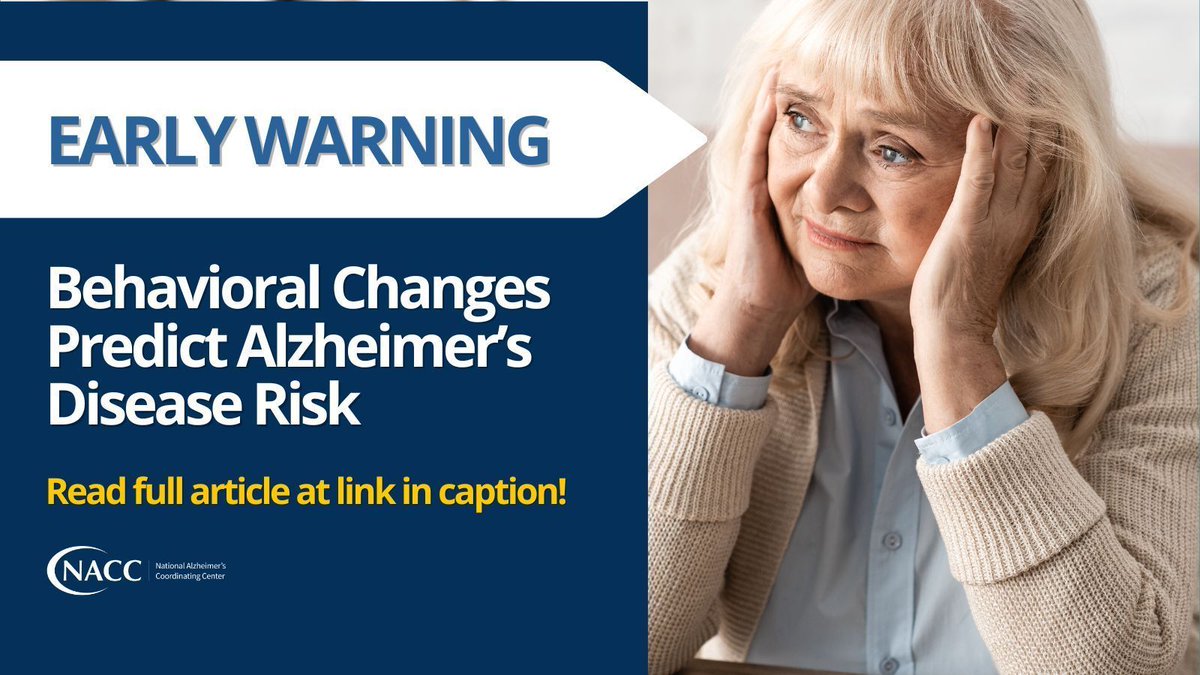 NACCData's tweet photo. New research using a case-control study of more than a thousand NACC participants suggests that persistent behavioral changes in older adults may help identify increased AD/ADRD risk before significant cognitive decline appears. 

Read the article here: https://t.co/ZpgDR98NuA https://t.co/V8jxsekHeq