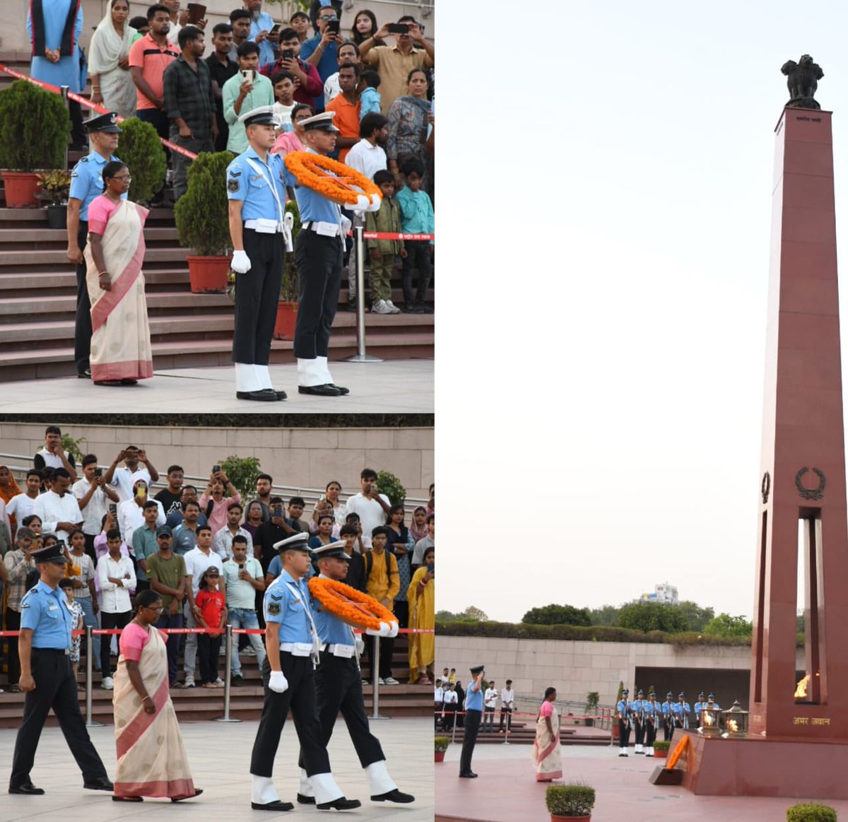 salute2soldier's tweet photo. During a fierce operation in Srinagar, Nk Vishwa Kerketta, KC, #17BIHAR displayed exceptional bravery by charging a militant hideout under intense fire. He killed 4 militants despite grave injuries &amp; made supreme sacrifice. #Veernari Urmila Kerketta paid homage at #AmarJawanJyoti https://t.co/BBjTH7w3Bv