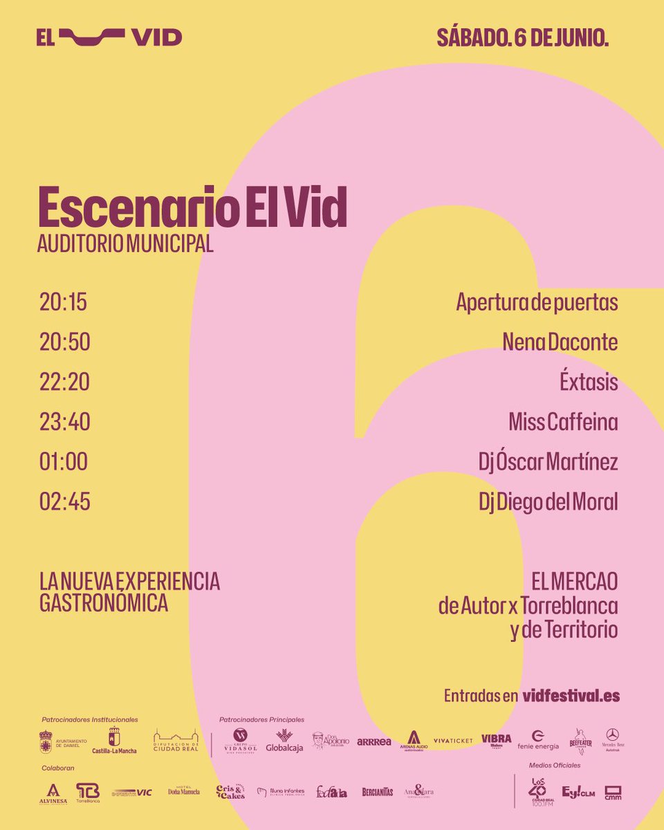 vid_festival's tweet photo. Sabemos que estabais esperando esto 😏
Aquí van los horarios oficiales del festival para que te organices el festival de la mejor manera y vivirlo muy manchegamente  🕺💨 https://t.co/H4vUk097px