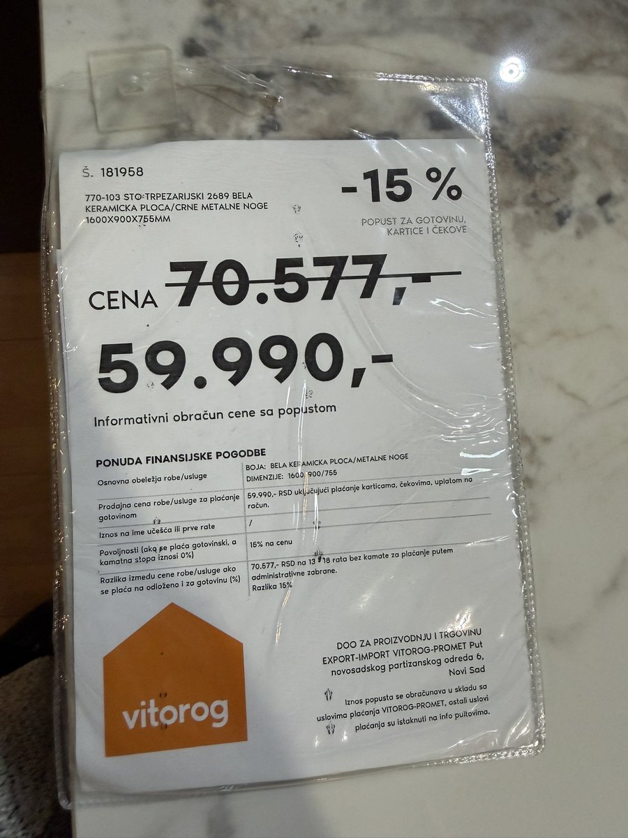 httpmariija's tweet photo. *NA PRODAJU*novi sto, jos uvek stoji u kutiji nekoriscen. Prodaje se zbog neodgovarajucih dimenzija, u potrazi sam za drugim. Cena sa dostavom je bila 63 000, moze za 50 000rsd. U pitanju je Novi Sad. https://t.co/Uf34B8VIKy