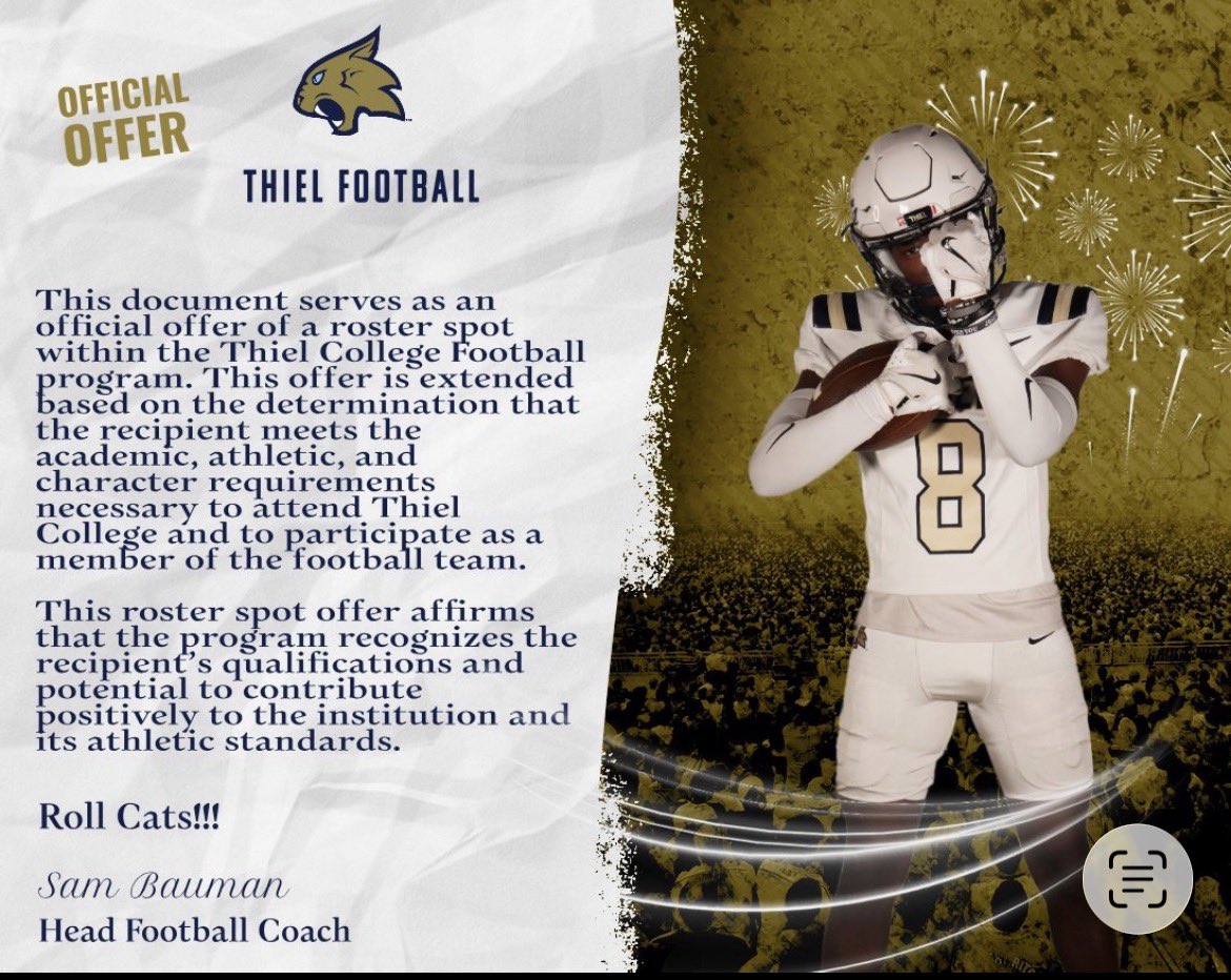 KennethHudson70's tweet photo. After a great talk with coach @robferrazzani I am blessed to receive my second offer from @Thiel_FB https://t.co/tXmwAEcjcH