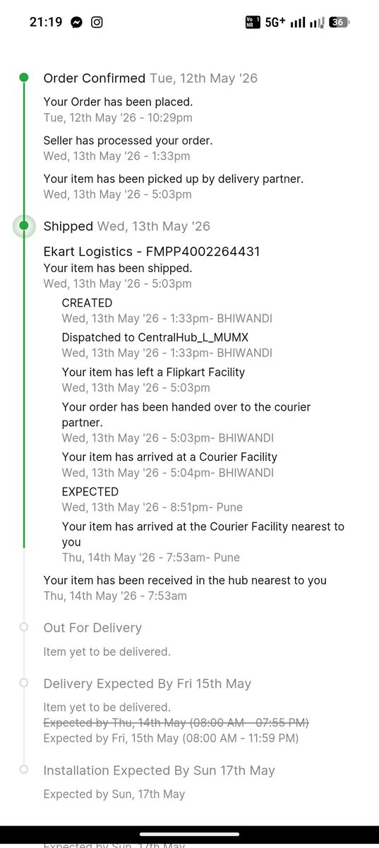 RohanAce7's tweet photo. @flipkartsupport @Flipkart ordered this fridge from Flipkart on the 12th and paid full amount. The fridge reached Pune on 14th for delivery and installation scheduled on 15th. However, today is 19th and the item is not even out for delivery. Complaint raised but no resolution. https://t.co/6j9Nh5EPj6