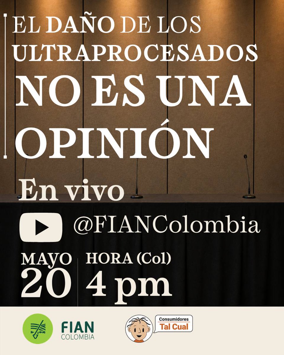 FIANColombia's tweet photo. En medio de la discusión sobre la actualización del etiquetado frontal en 🇨🇴 y la propuesta de @MinSaludCol de incorporar una advertencia sobre ultraprocesados, reunimos voces nacionales e internacionales para conversar sobre🧵
📺
https://t.co/S1701LbXVy https://t.co/gd7n9cseWe