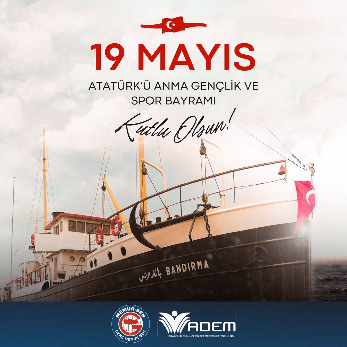 AdemNohu's tweet photo. 19 Mayıs 1919’da Samsun’da başlatılan, Anadolu’da milletin azim ve inancıyla dalga dalga büyüyen kurtuluş mücadelemizin tüm kahramanlarını rahmetle anıyor, gençlerimizin ve aziz milletimizin #19Mayıs Atatürk'ü Anma Gençlik ve Spor Bayramı'nı kutluyoruz. 🇹🇷 https://t.co/LusSzdxwJs