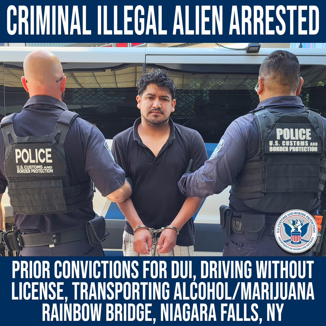 DFOBuffalo's tweet photo. Securing Our Borders! Yesterday, Buffalo @CBP officers arrested a criminal illegal alien who admitted to entering the U.S. without inspection in 2021. This enforcement action highlights our dedication to protecting our communities and maintaining strong, secure borders. #OFOProud https://t.co/OpthfJYdFG