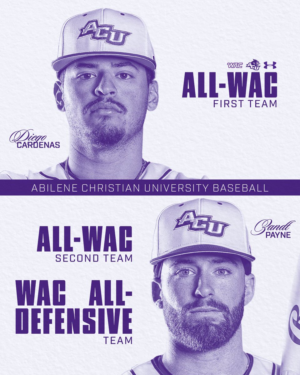 ACU_Baseball's tweet photo. Congratulations to our All-WAC Wildcats!

Diego Cardenas earned All-WAC First Team honors, while Zandt Payne was named to the Second Team and All-Defensive Team!

#ATO | #GoWildcats https://t.co/Q55bAy5j8g