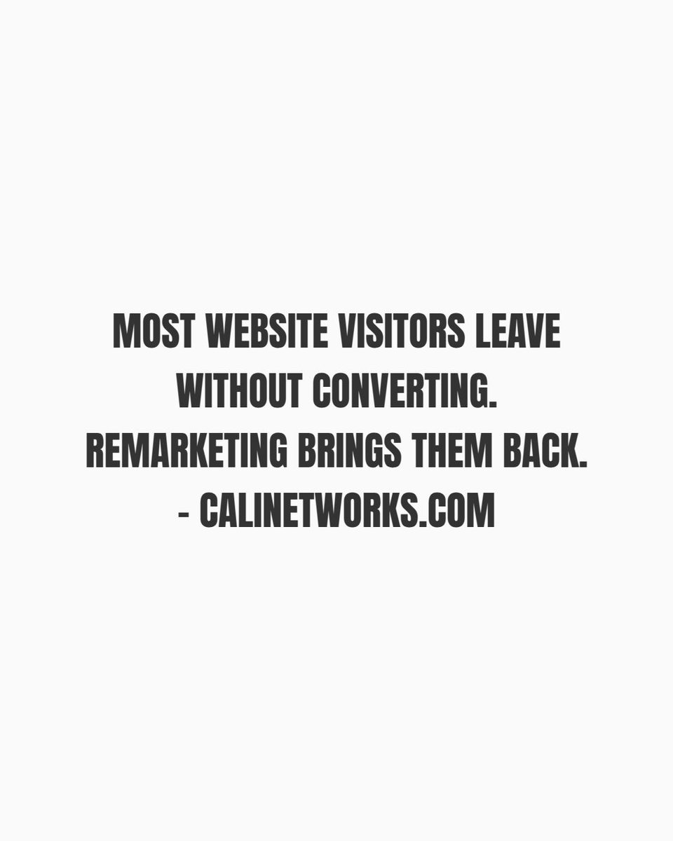 CALI_NETWORKS's tweet photo. Most website visitors leave without converting. Remarketing re-engages them with targeted ads as they browse other sites. You already paid to get them there. Why let that investment disappear? https://t.co/ODRtH6hoLE #Remarketing #PPC #GoogleAds https://t.co/ebb95Jayv3