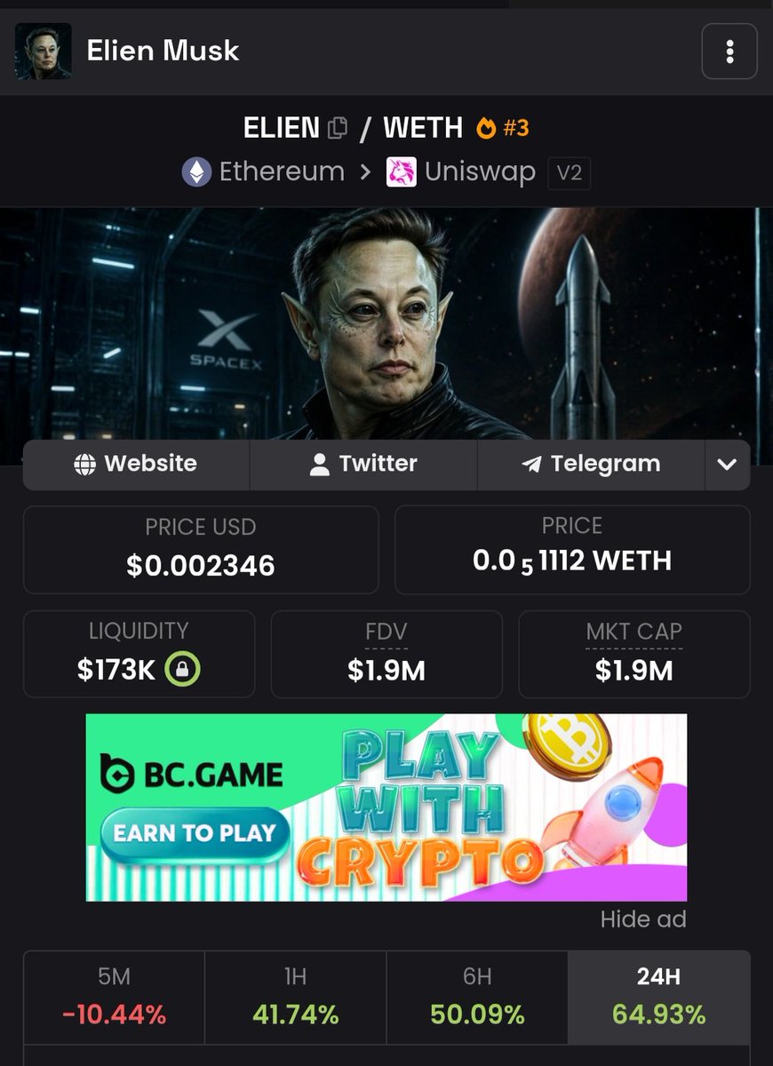 elementz4444's tweet photo. $ELIEN

this shit now on 2.5m elien (scam) 

Looking at this, I think they're working on more than 30 percent of the product with their back wallet, hitting the kol for publicity, and dumping it later. going to zero soon https://t.co/HwvVNDbBLX