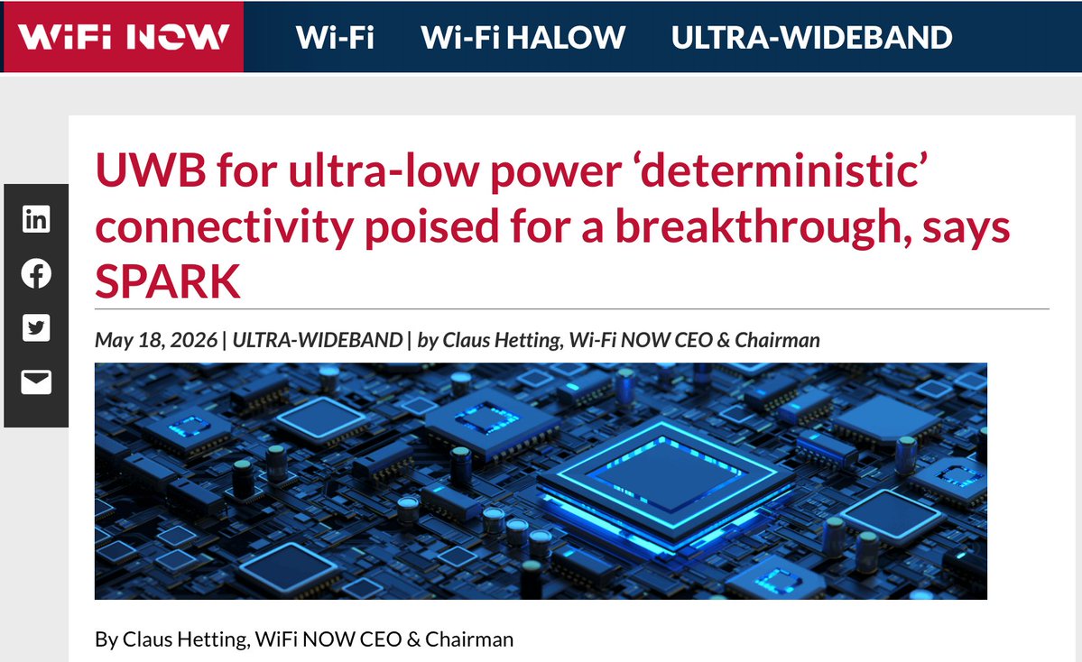 SPARKmicro's tweet photo. SPARK’s CCO Dhiraj Sogani spoke with Wi-Fi NOW about why LE-UWB™ is nearing a breakout moment for short-range wireless.

Fast. Predictable. Power efficient.

Read more: https://t.co/IJxCoD9QCU

Join our June 9 webinar to go deeper: https://t.co/kukglH4pni https://t.co/C7k1YYeKPE