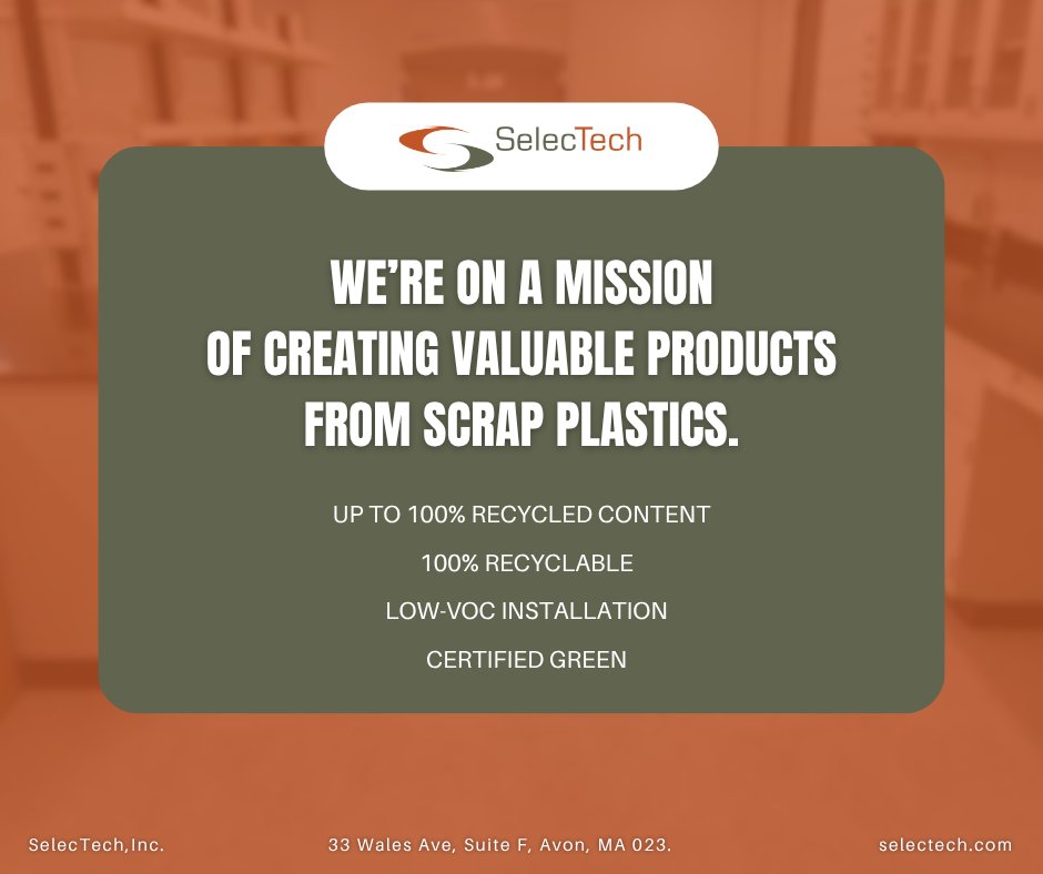 SelecTechInc's tweet photo. We're built on a simple but powerful idea: turn waste into value. We create high-performance flooring from recycled plastics, reducing landfill waste while delivering durable solutions for demanding environments. 

#RecycledMaterials #SustainableFlooring #CertifiedGreen https://t.co/Wnf3kBXzrE