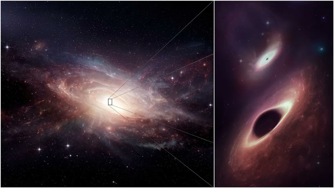 almaobs's tweet photo. ✨What you see is a pair of colliding galaxies known as UGC 4211, which allowed scientists to detect two rapidly growing black holes separated by a mere 750 light-years.
https://t.co/qrk9kbVuJz
📷Illustration: M. Weiss ALMA (@NRAO / AUI / @NSF ) https://t.co/czQ72vDaru