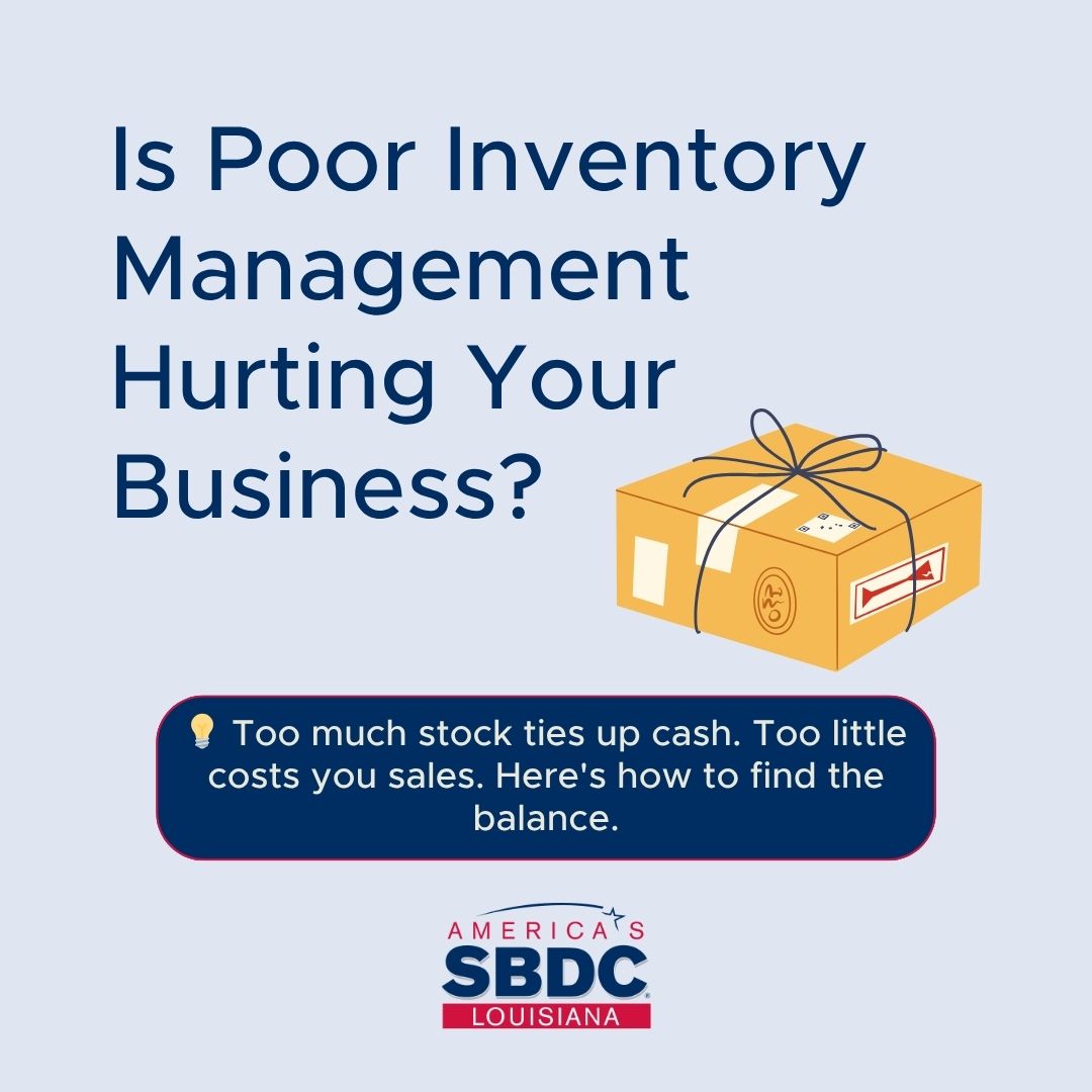 LSBDC's tweet photo. 🗓️ Tip Tuesday | Too much stock = cash stuck on a shelf. Too little = lost sales. 📦

Poor inventory management is silently draining small business profits.

👉 Select a location to request a 1:1 consultation or learn more information about our services. https://t.co/UBB5ei3L4t https://t.co/e7AqUv759J