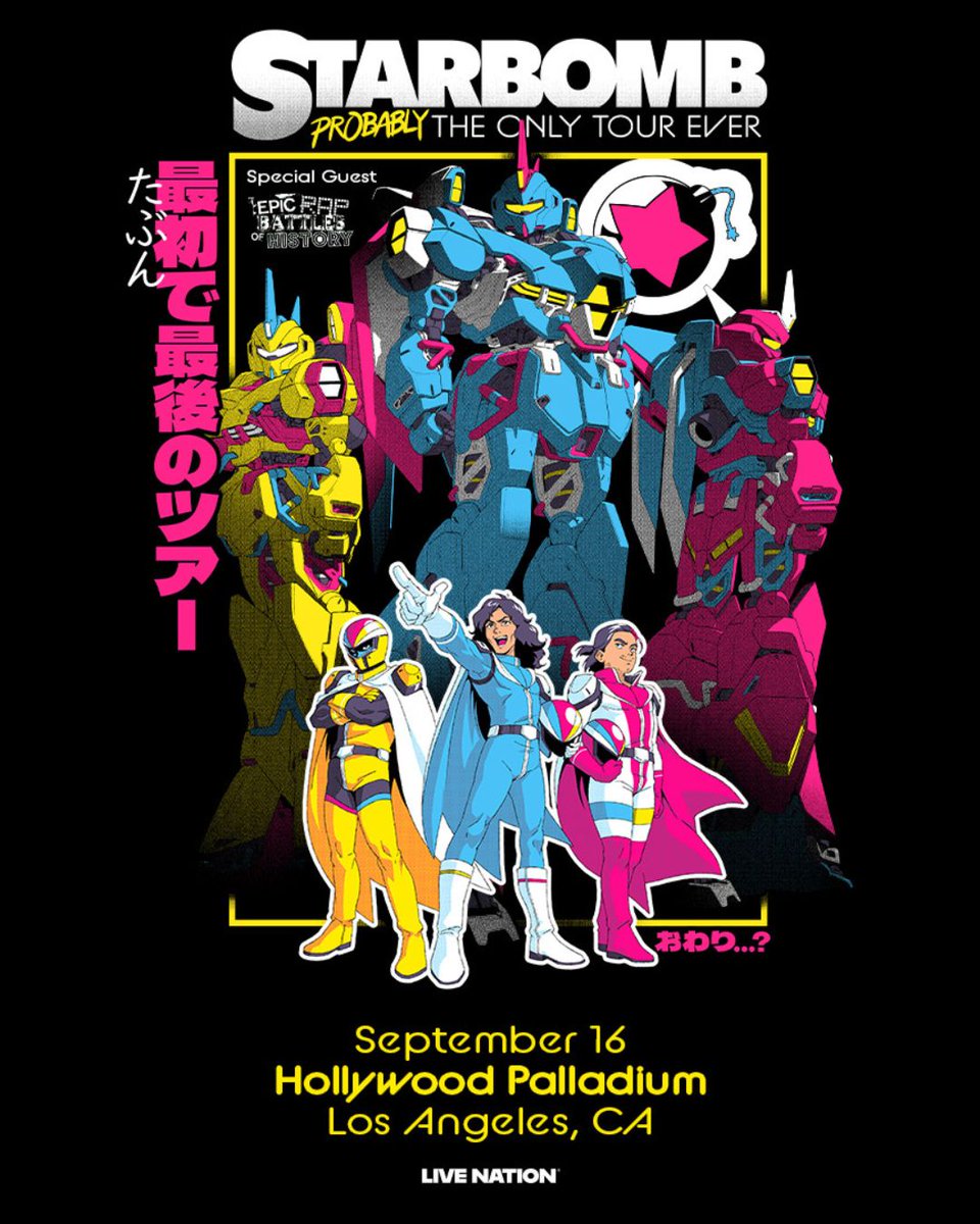thepalladium's tweet photo. JUST ANNOUNCED! 🚨 Starbomb is bringing 'Probably The Only Tour Ever' to the Hollywood Palladium on September 16 with special guests Epic Rap Battles of History! Get tickets this Thursday at 10 AM!

🎫: https://t.co/X3aQ78A0dC https://t.co/h7msaGtYGy