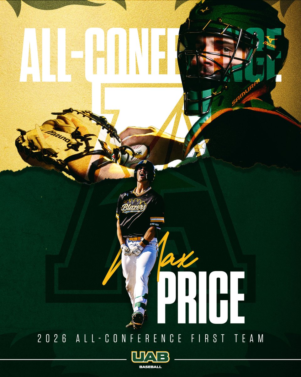 UAB_Baseball's tweet photo. Max Price: First Team All-Conference!

Price becomes the ninth catcher in program history named to an All-Conference Team! https://t.co/QR6KIkZCiW